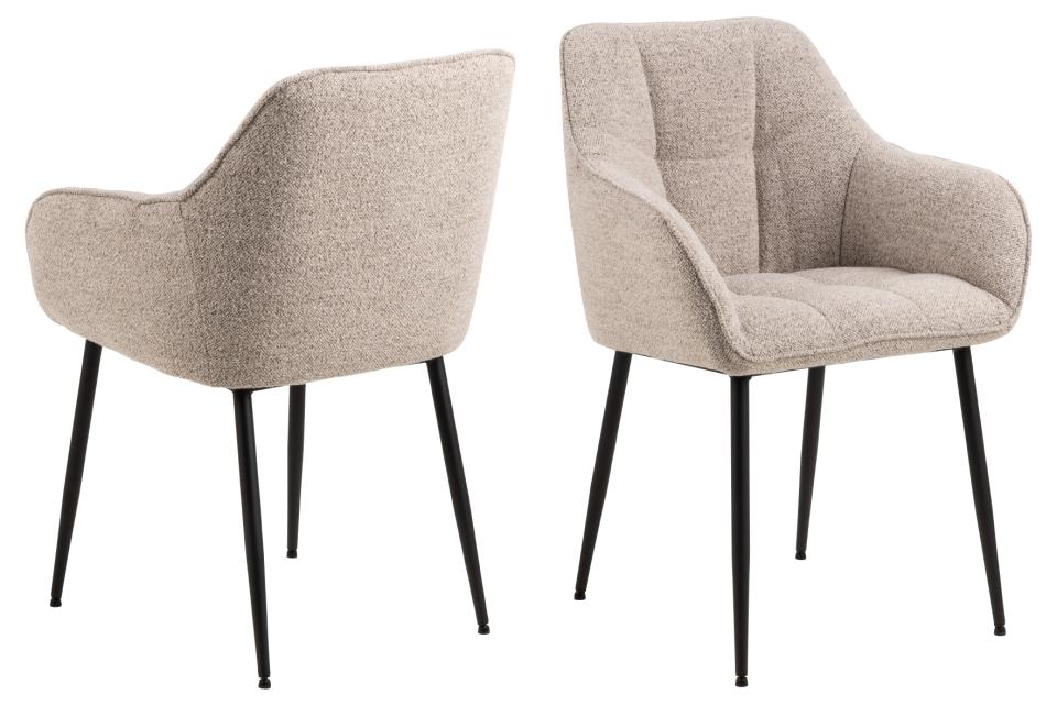 ACT NORDIC Brenda spisebordsstol m. armlæn beige stof og sort metal