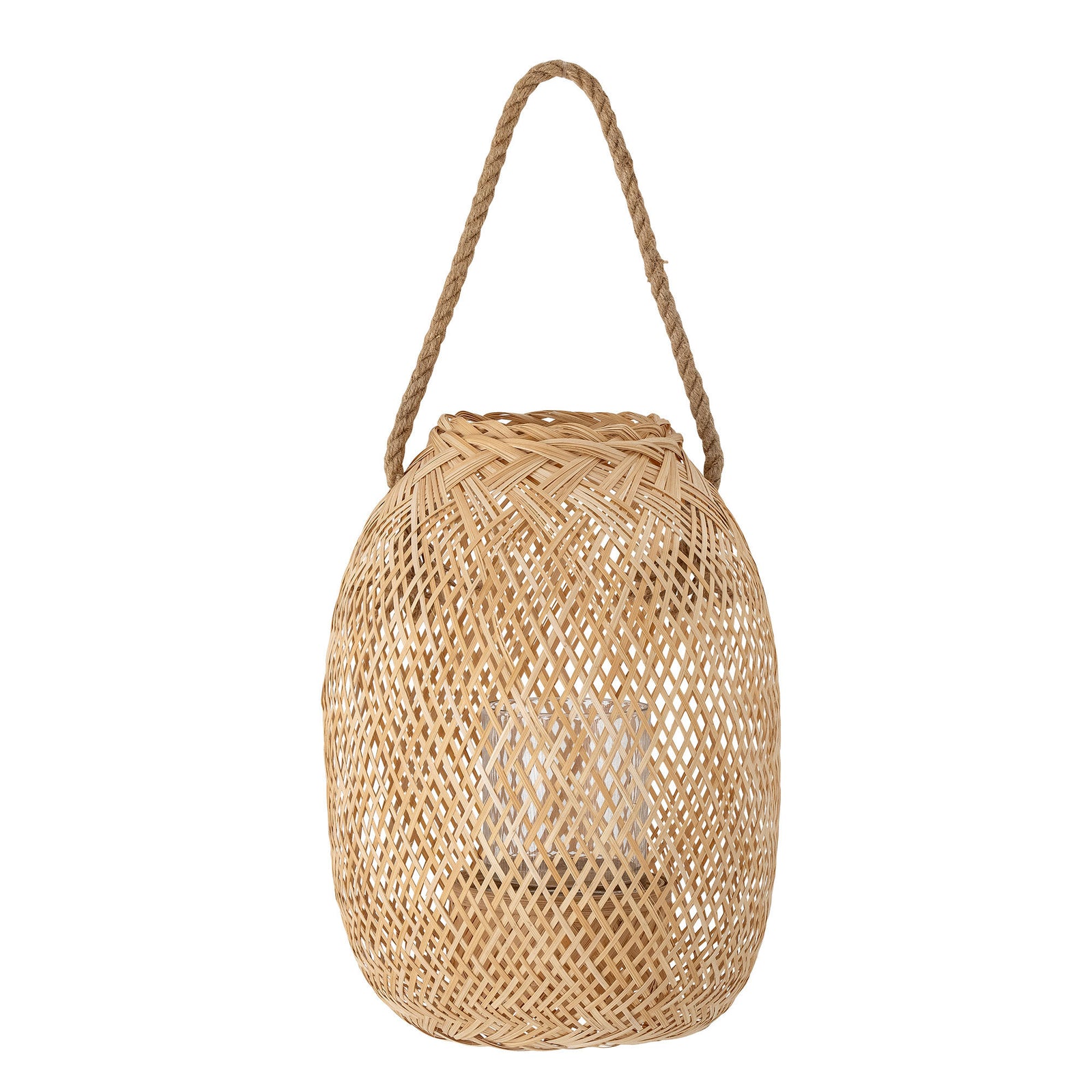 Produktbillede af BLOOMINGVILLE Musu Lanterne m/Glas Natur Bambus i premium kvalitet