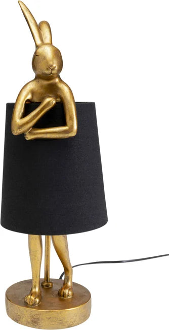 KARE DESIGN Animal Rabbit bordlampe sort linnedhør og guld polyresin/stål H:50cm