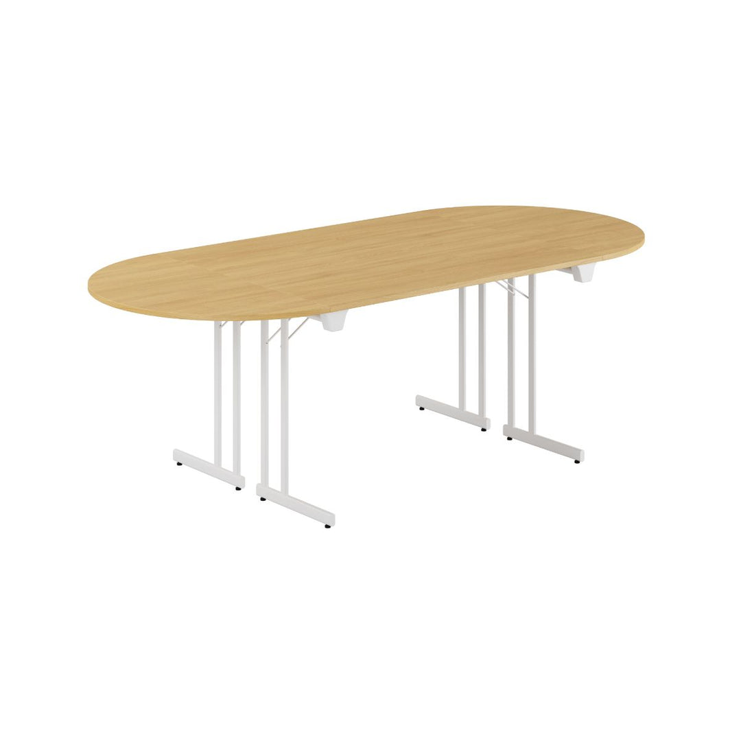 Produktbillede af Konferencebord 220x100cm Sammenklappeligt bord Eg-hvid på tilbud
