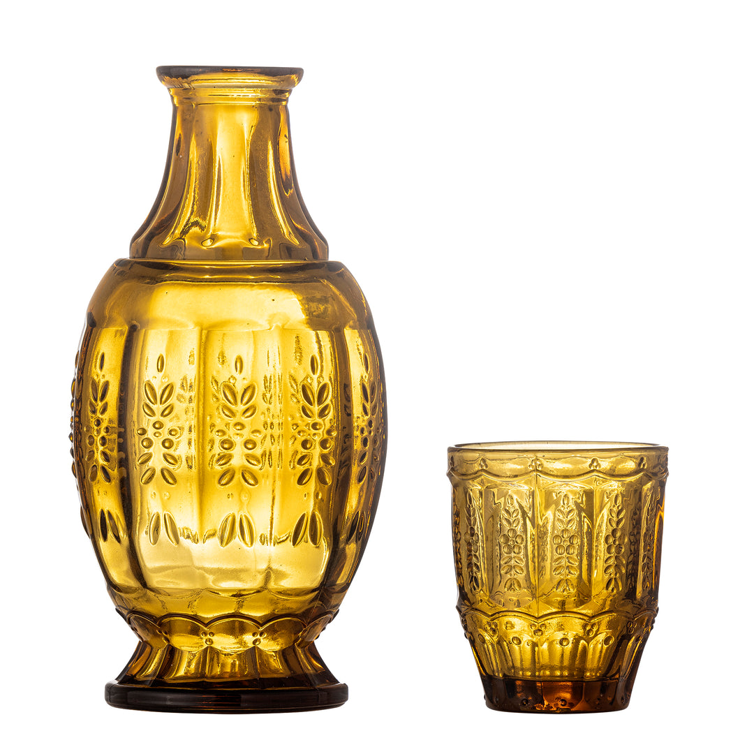 CREATIVE COLLECTION Theon karaffel & glas brun glas sæt af 2