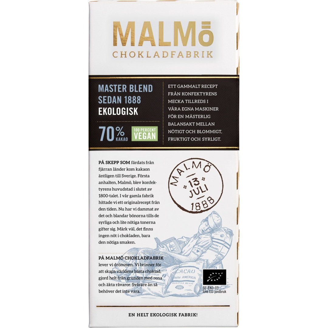 Malmö chokladfabrik Malmö chokladfabrik Master Blend 70% ❤ produktbillede i kategorien Chokolade
