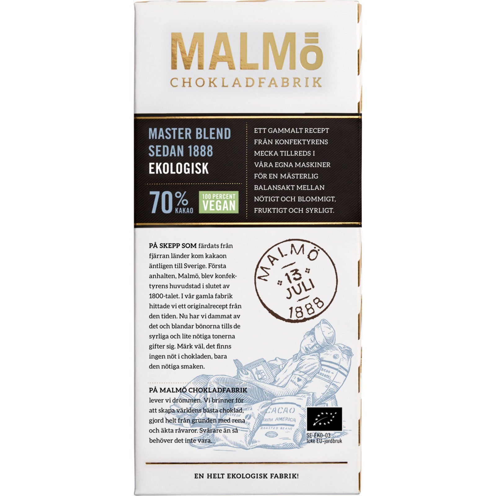 Malmö chokladfabrik Malmö chokladfabrik Master Blend 70% ❤ produktbillede i kategorien Chokolade