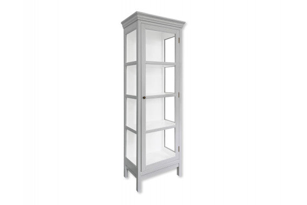 Produktbillede af Endelave Vitrineskab 165x57x36 cm Lysgrå/Hvid på tilbud i høj kvalitet