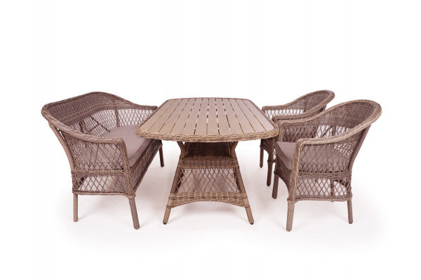 Produktbillede af Enø Brun Havemøbelsæt m/2 stole og bænk Inkl. hynder på tilbud i høj kvalitet