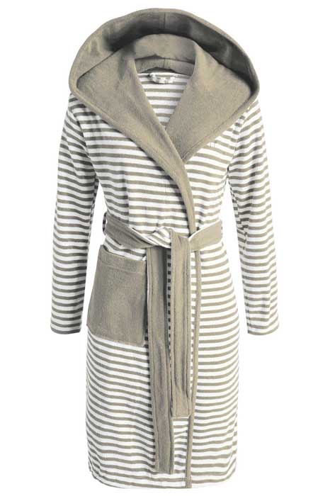 Produktbillede af Esprit Striped Hoodie morgenkåbe Natur S på tilbud i høj kvalitet
