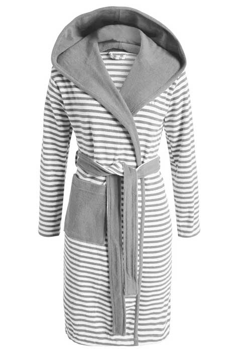 Produktbillede af Esprit Striped Hoodie morgenkåbe Grå M på tilbud i høj kvalitet