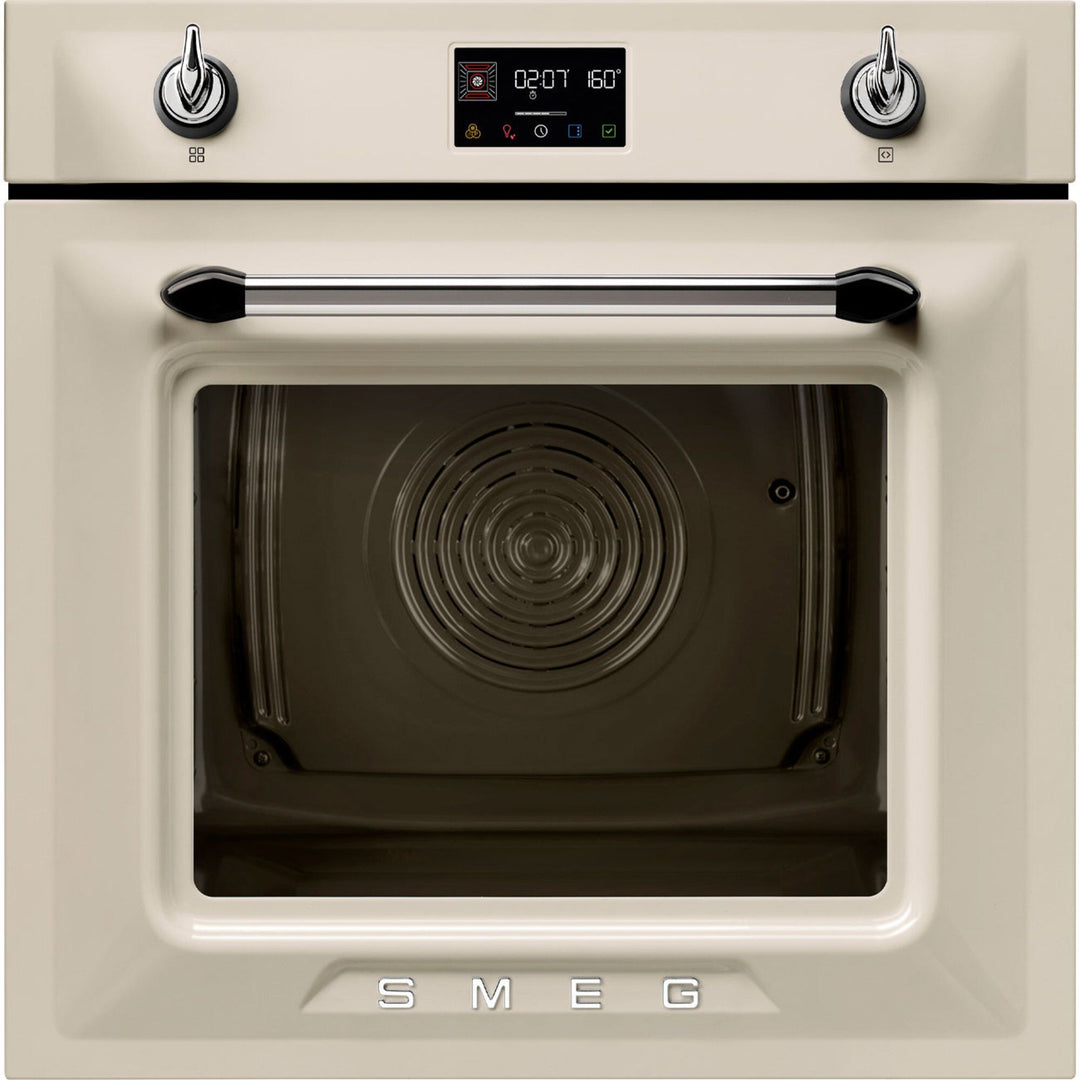 Smeg Smeg SOP6902S2P indbygningsovn 68 liter, creme – frontbillede (Kombinationsovn)