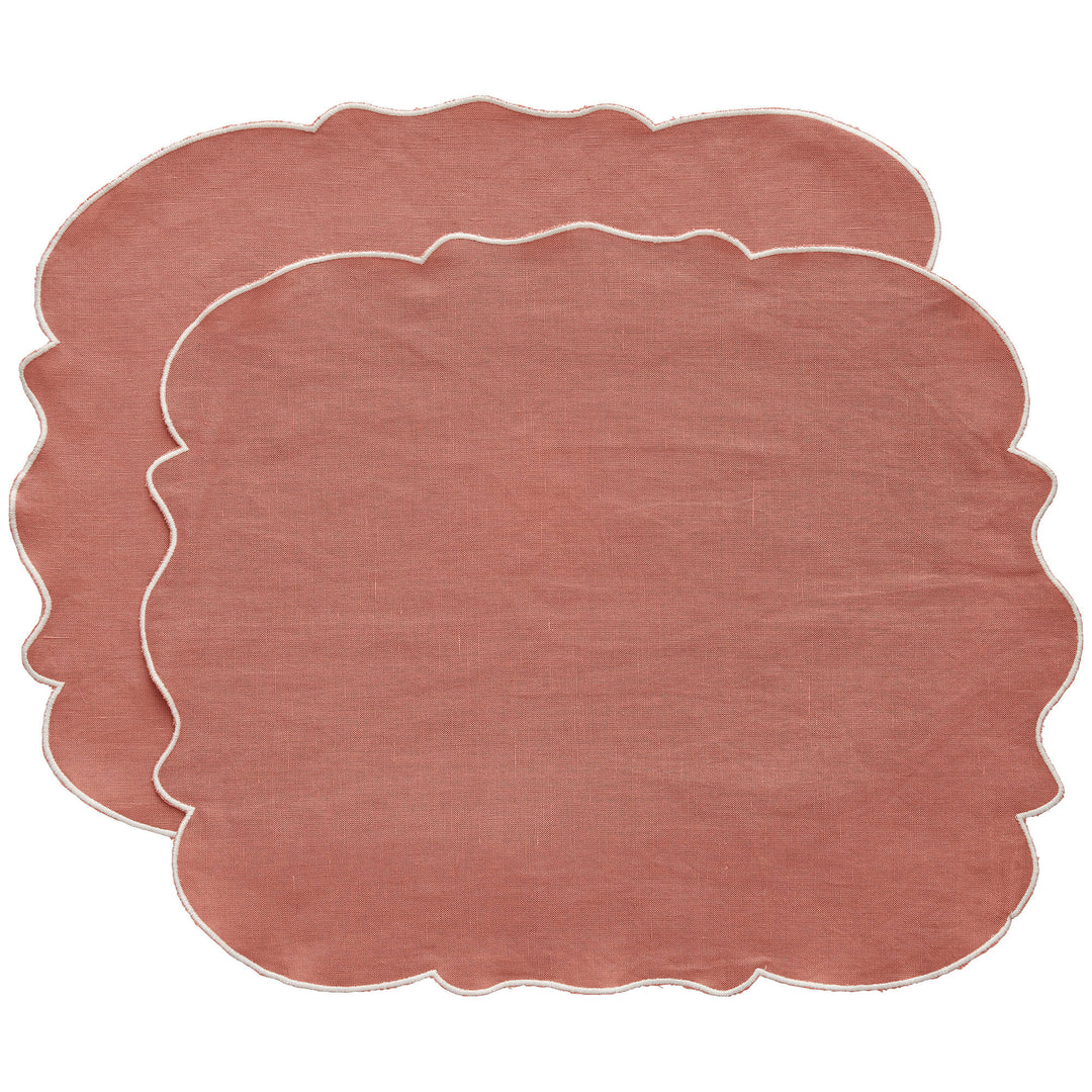 Decotique Decotique Gia dækkeserviet hør 45  35 cm 2-pak, rosa/hvid ❤ detaljebillede (Bordskåner)