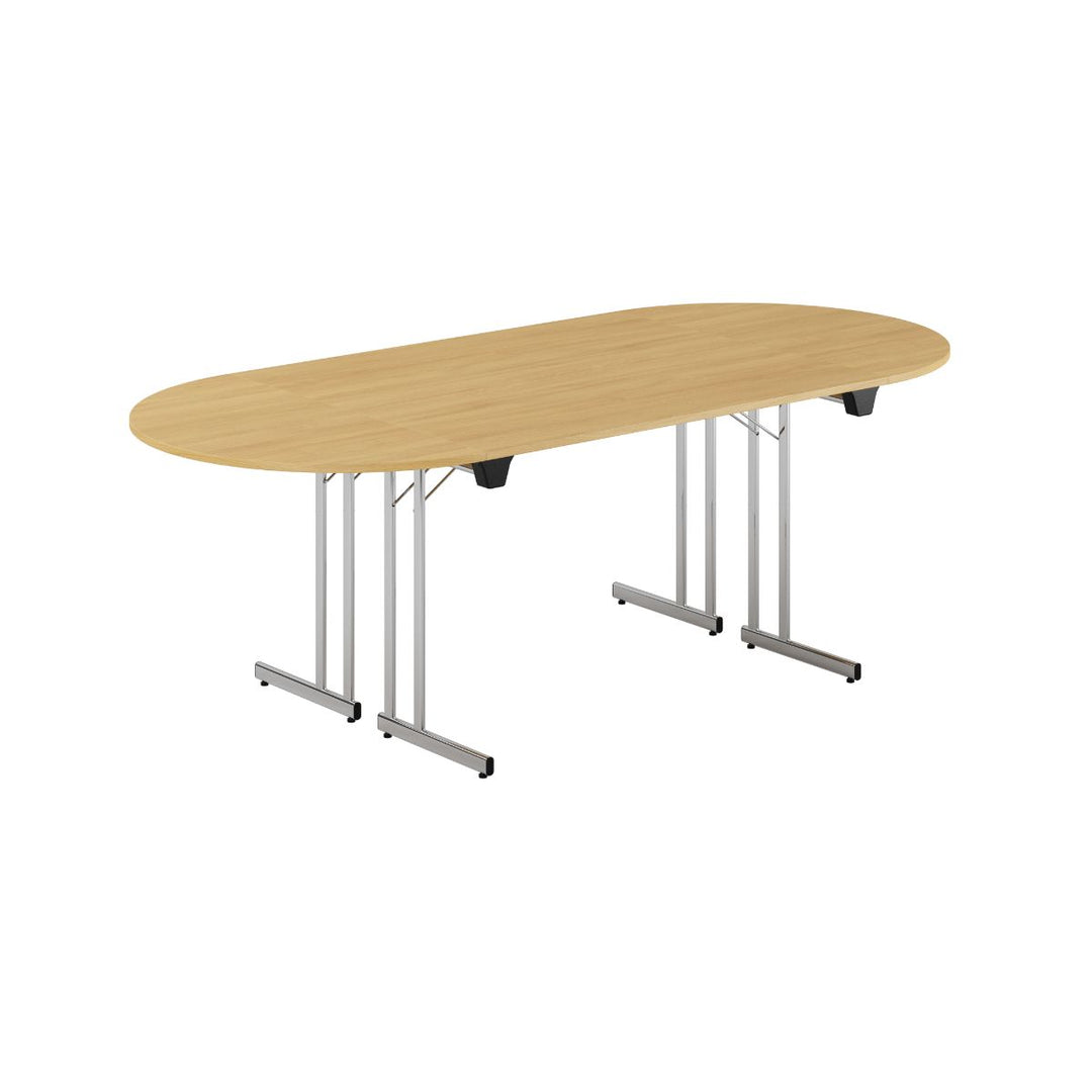 Produktbillede af Konferencebord 220x100cm Sammenklappeligt bord Eg-krom på tilbud