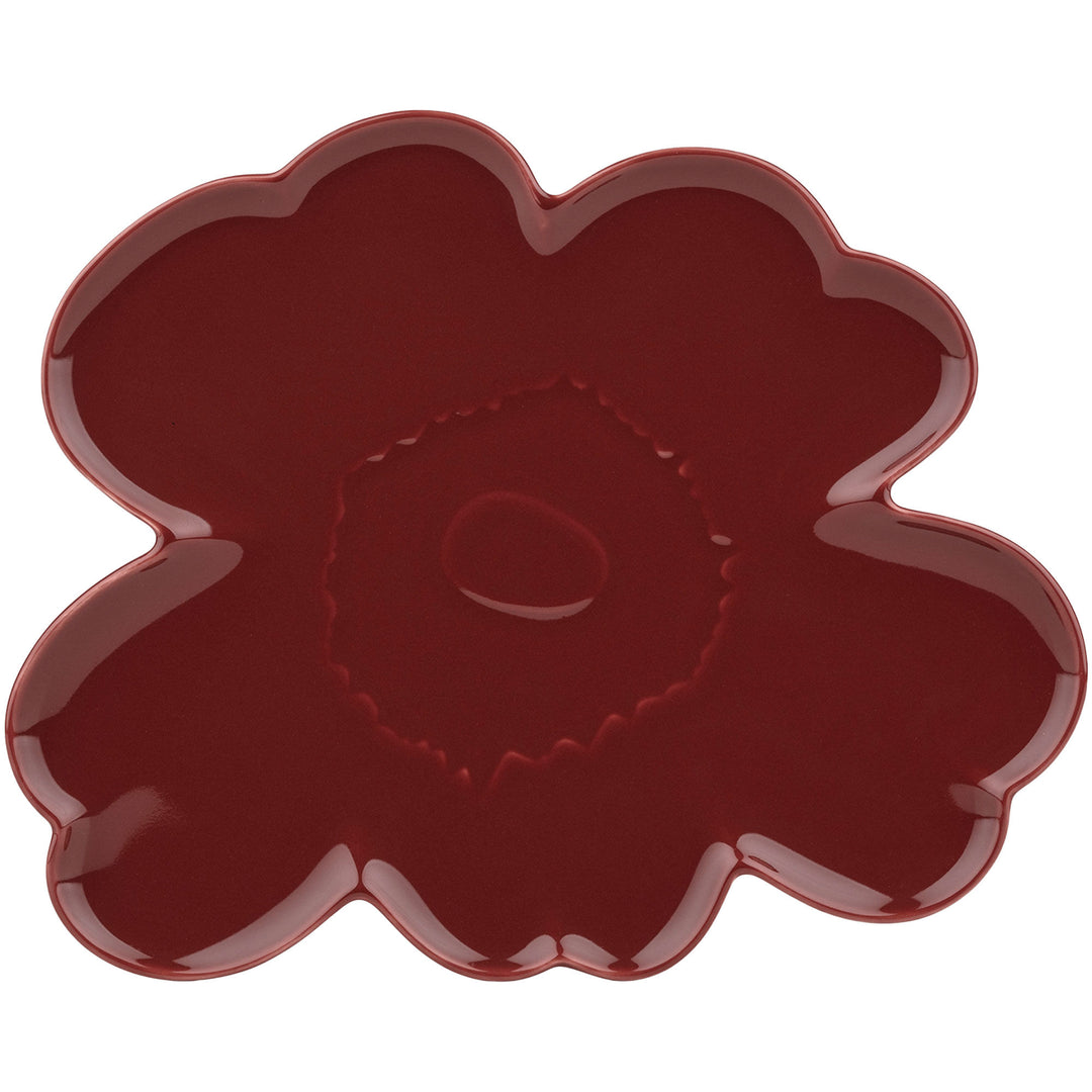 Marimekko Marimekko Unikko Shape Tallerken/Serveringsfad 32 cm, vinrød ❤ close-up (Serveringsfad)