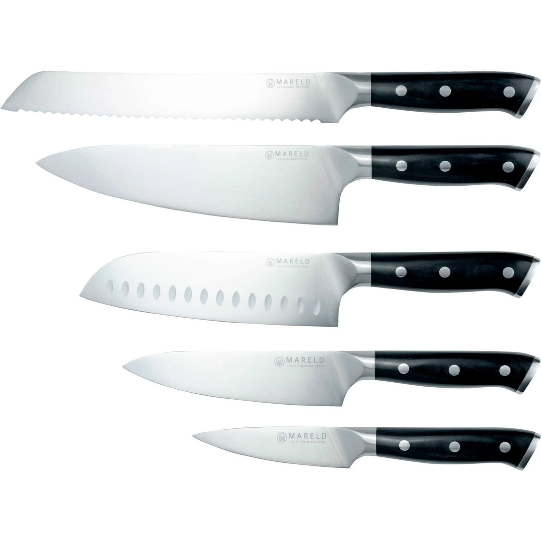 Mareld Mareld Knivsæt, 5 knive, sort ❤ vinkelbillede (Knivsæt)