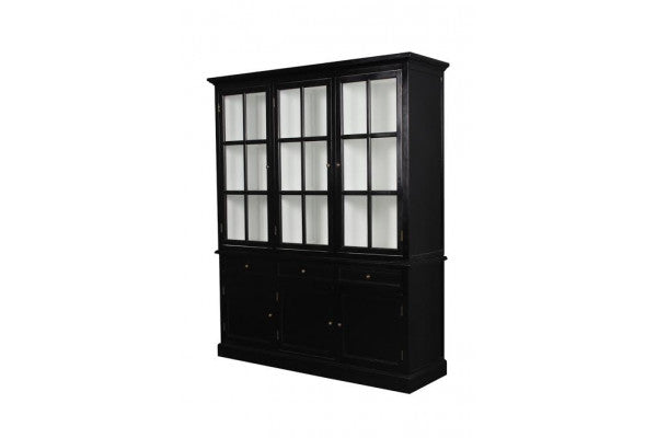 Produktbillede af Falster Vitrineskab 195x160x50 cm Sort/Hvid på tilbud i høj kvalitet