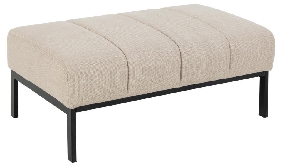 ACT NORDIC Caix skammel m. lodret syning rektangulær beige stof og sort stål 100x61