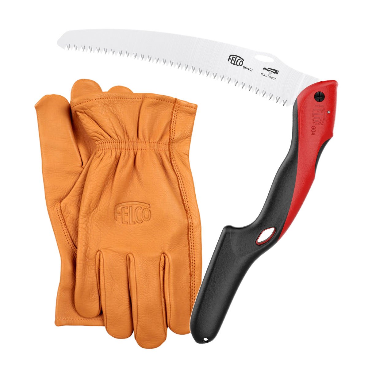 Produktbillede af Felco 604 foldesav 240 mm & Felco 703 Læderhandske M på tilbud i høj kvalitet
