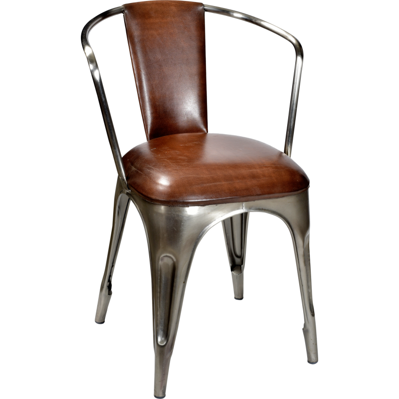 Trademark Living Cafestol m. armlæn-læder-Shiny polstret