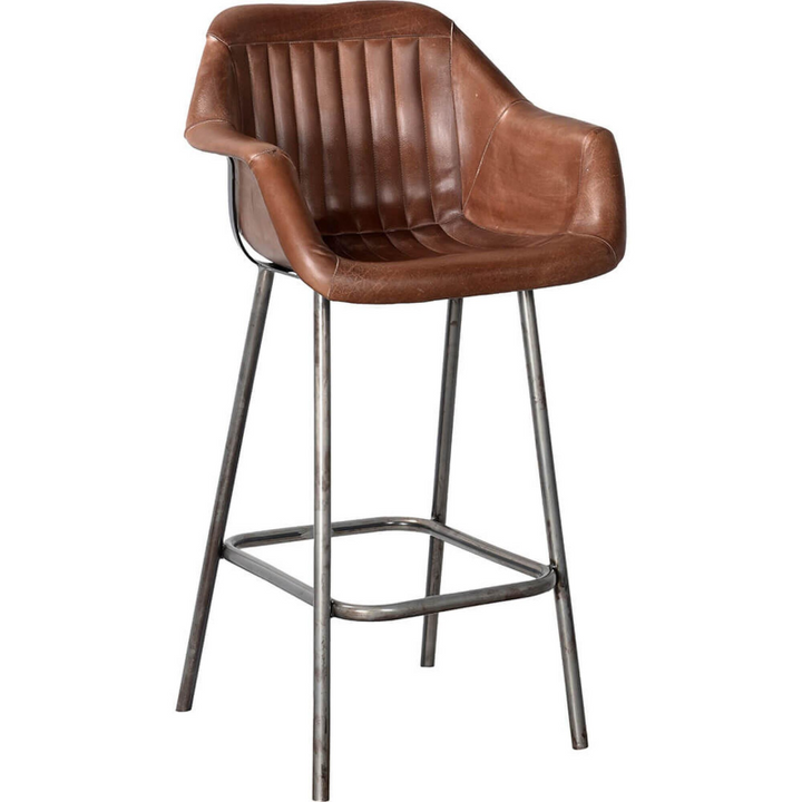 Trademark Living Icon læder barstol med armlæn - antikbrun