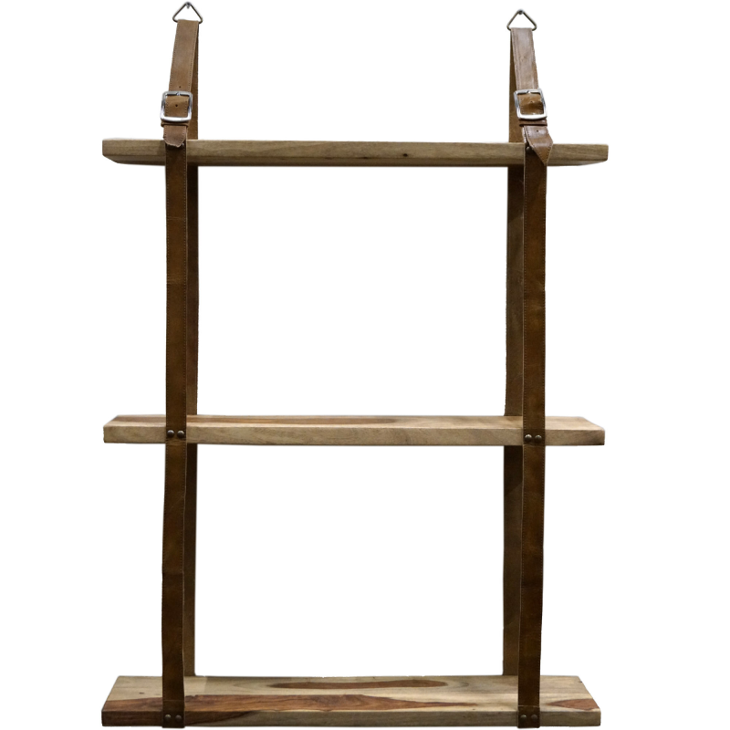 Trademark Living Antoni vægreol med 3 hylder og brede rå læderremme ❤ Stort online udvalg i Trademark Living ❤ Billig fragt og hurtig levering 2 - 5 hverdage ❤ Varenummer: BYH-2289799 / Ean: 5740002224527 på lager - Udsalg på Hylder - Over 857 kendte brands på udsalg