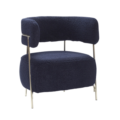 Hübsch Interiør Teddy - Loungestol i blå/nikkel polyester/metal ❤ Stort online udvalg i Hübsch Interiør ❤ Billig fragt og hurtig levering 2 - 5 hverdage ❤ Varenummer: BYH-2118254 / Ean: 5712772111826 på lager - Udsalg på Lænestole - Over 785 kendte brands på udsalg