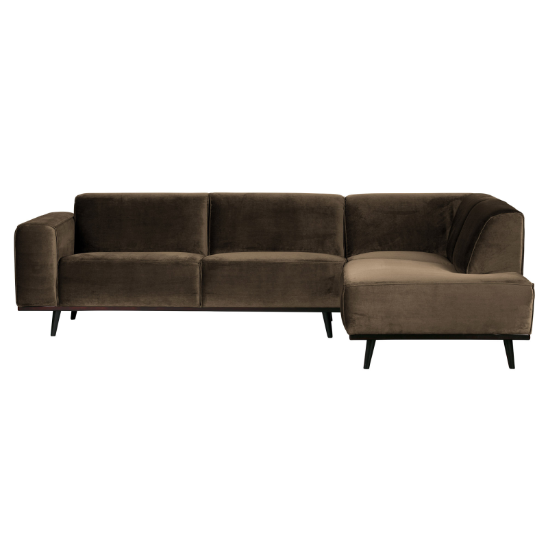 Produktbillede af Statement Hjørnesofa Højrevendt Velour Taupe på tilbud i høj kvalitet