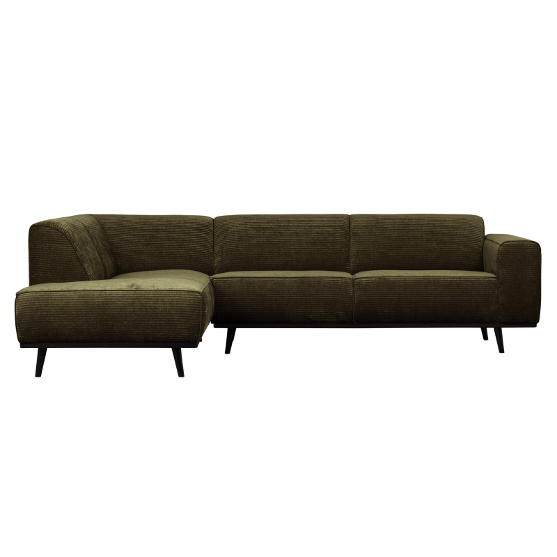 Produktbillede af Statement Hjørnesofa Venstrevendt Flat Rib Warm Green på tilbud i høj kvalitet