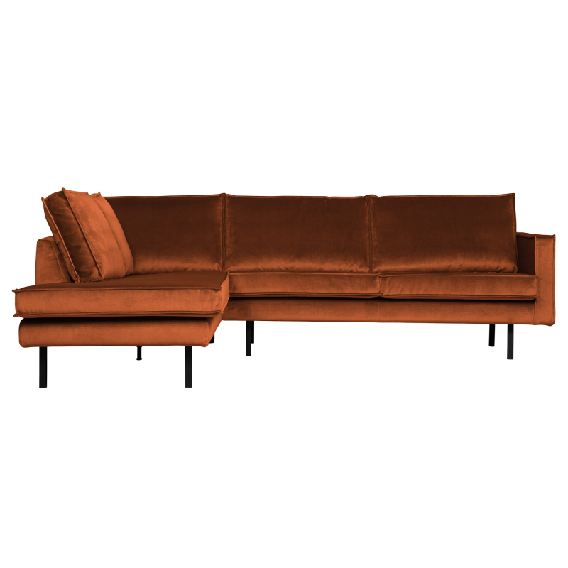 Produktbillede af Rodeo Hjørnesofa Venstrevendt Velour Rust på tilbud i høj kvalitet