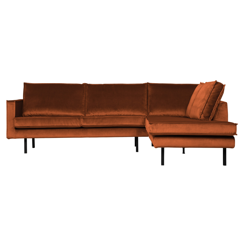 Produktbillede af Rodeo Hjørnesofa Højrevendt Velour Rust på tilbud i høj kvalitet