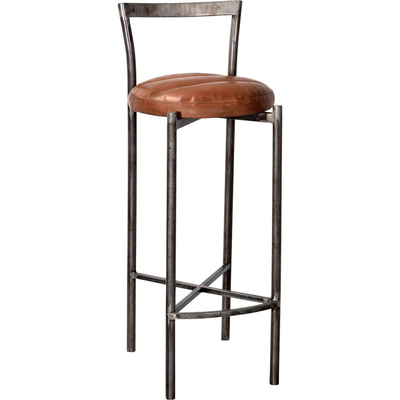 Trademark Living Portland barstol med rundt lædersæde - jern med klar lak og brun ❤ Stort online udvalg i Trademark Living ❤ Billig fragt og hurtig levering 2 - 5 hverdage ❤ Varenummer: BYH-2695038 / Ean: 5740002246291 på lager - Udsalg på Caféstole - Over 785 kendte brands på udsalg