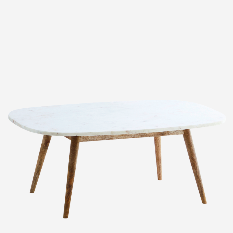 Madam Stoltz Marble coffee table w/ wooden legs i White, natural ❤ Stort online udvalg i Madam Stoltz ❤ Billig fragt og hurtig levering 2 - 5 hverdage ❤ Varenummer: BYH-2133183 / Ean: 2500453916654 på lager - Udsalg på Sofaborde - Over 322 kendte brands på udsalg