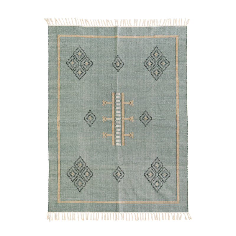 Madam Stoltz Håndvævet Tæppe i Bomuld - Jade, Sort, Indian Tan, Off White ❤ Stort online udvalg i Madam Stoltz ❤ Billig fragt og hurtig levering 2 - 5 hverdage ❤ Varenummer: BYH-2361409 / Ean: 2500573787578 på lager - Udsalg på Tæpper - Over 434 design mærker på udsalg