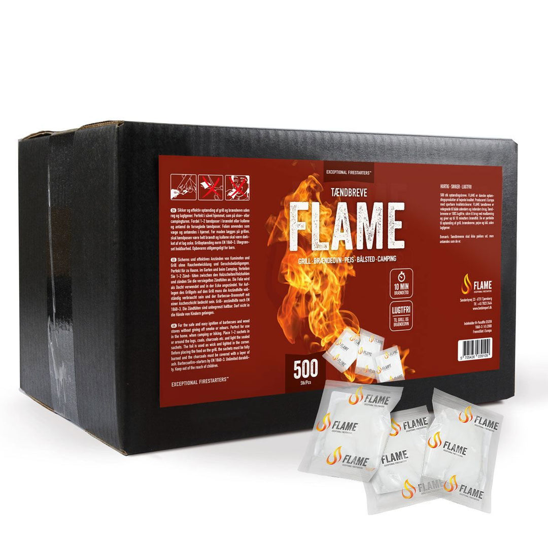 Produktbillede af Flame tændbreve 500 stk i papkasse på tilbud i høj kvalitet