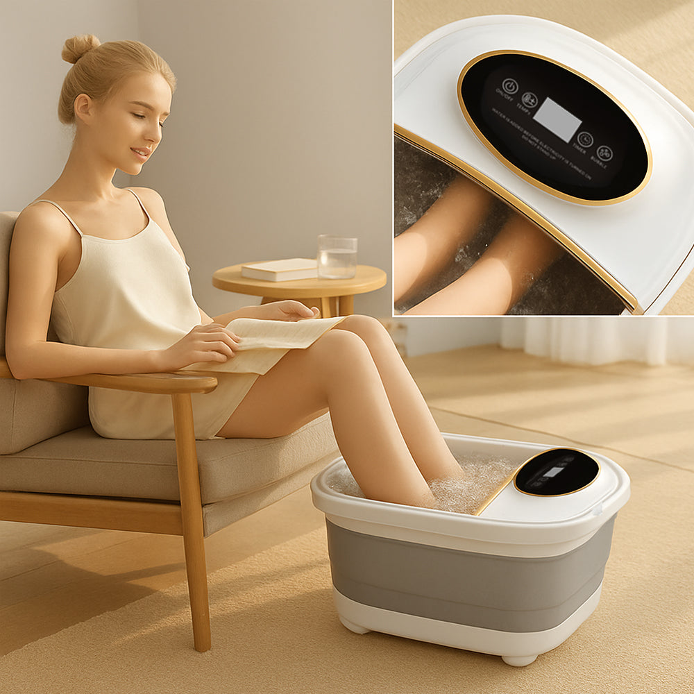 Produktbillede af Foldbart Fodspa med varme og 6 massagehoveder for dyb massage på tilbud