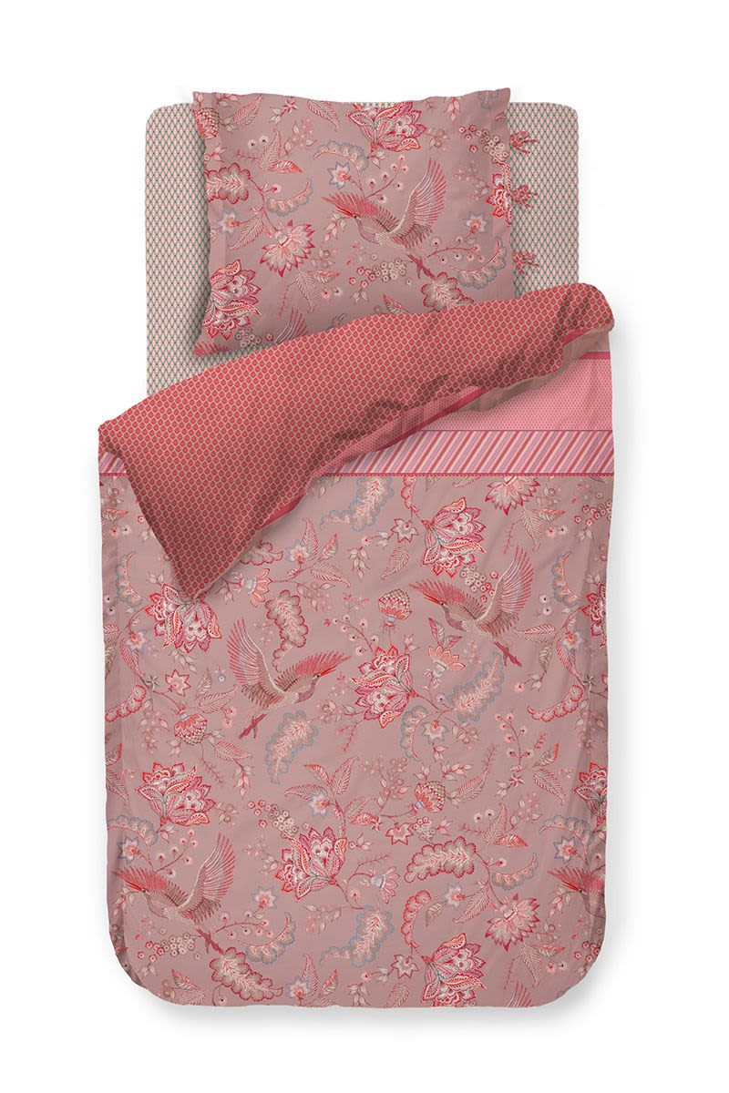 Produktbillede af Pip Studio Royal birds Khaki 140 x 200 cm & 1 stk. pude 60 x 63 cm på tilbud i høj kvalitet