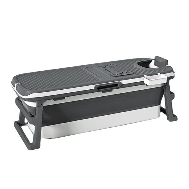 Produktbillede af Tubfamily Special edition foldebadekar til voksne med låg digital termometer og fodmassage 150cm/Grå XL. Bonus tilbehør medfølger. Værdi kr. 795,-. på tilbud i høj kvalitet