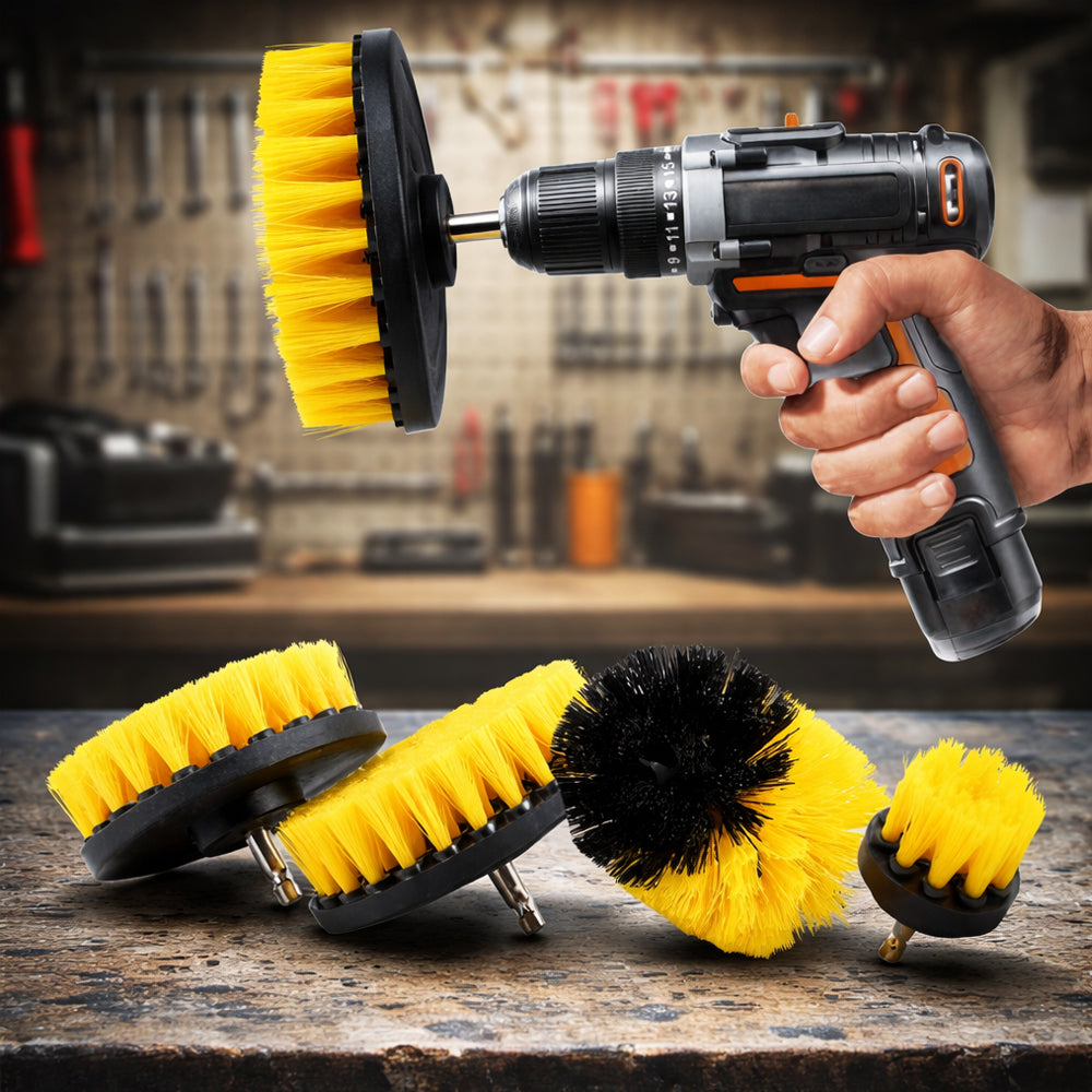 Produktbillede af Køb 4-i-1 børstesæt til boremaskine effektiv rengøring uden knofedt på tilbud