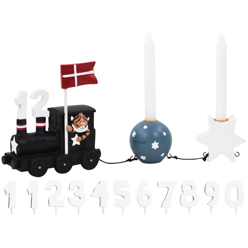 Produktbillede af Kids by Friis Tvillingen fødselsdagstog med planet og stjerne i premium kvalitet