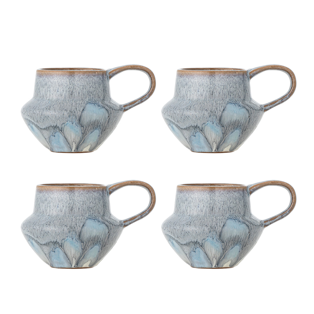 Produktbillede af CREATIVE COLLECTION Bessie krus m. hank blå stentøj D10xH9 sæt af 4 i premium kvalitet