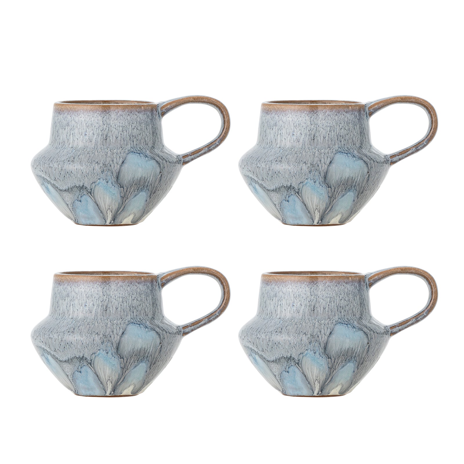 Produktbillede af CREATIVE COLLECTION Bessie krus m. hank blå stentøj D10xH9 sæt af 4 i premium kvalitet