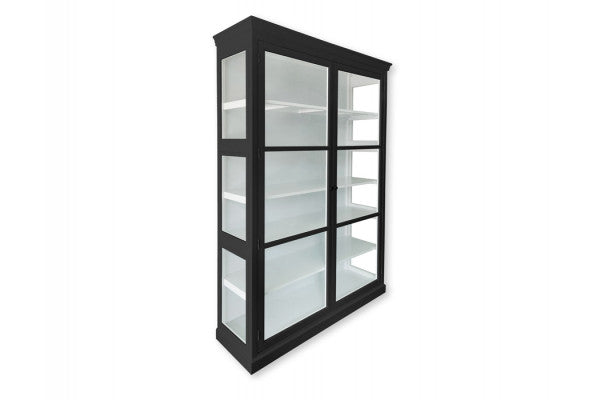 Produktbillede af Fyn Vitrineskab 212x148x44 cm Sort/Hvid på tilbud i høj kvalitet