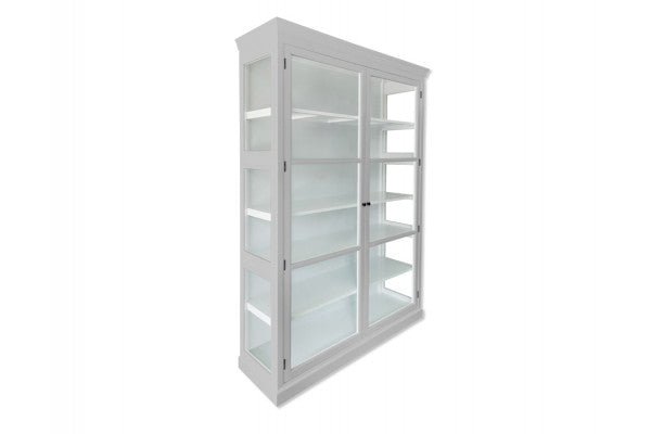 Produktbillede af Fyn Vitrineskab 212x148x44 cm Lysgrå/Hvid på tilbud i høj kvalitet