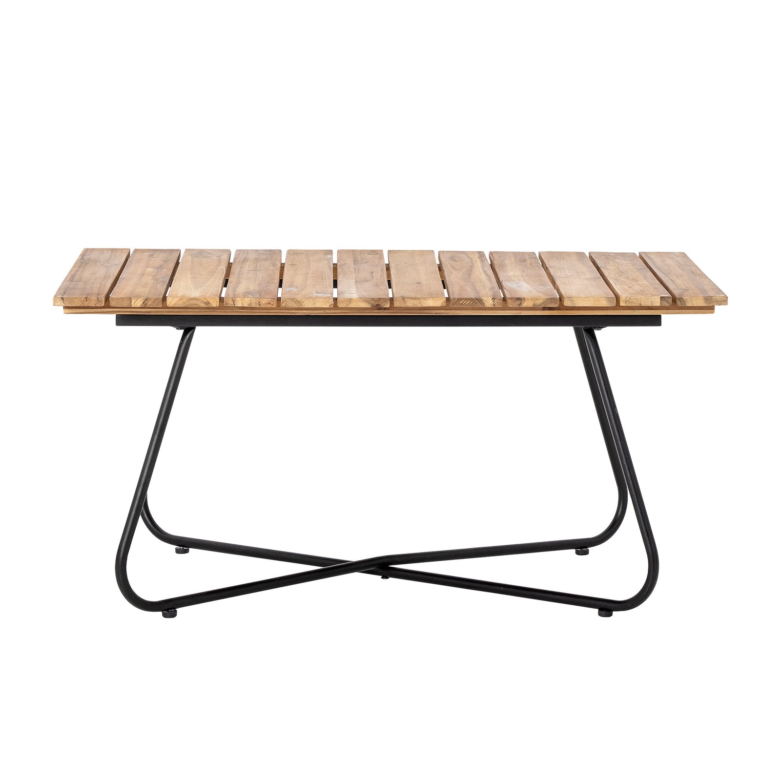 Produktbillede af BLOOMINGVILLE Hampton udendørs sofabord rektangulær brun akacietræ og sort metal 90x60 i premium kvalitet