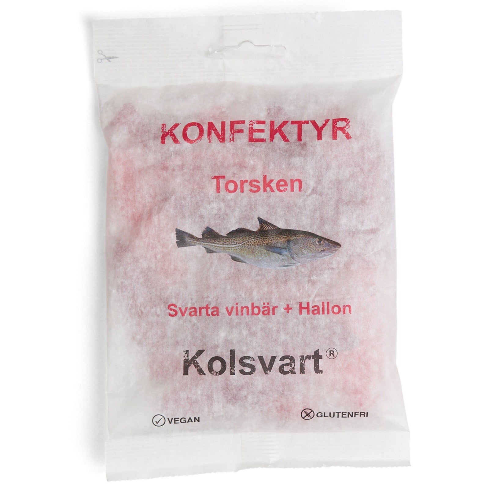 Kolsvart Kolsvart Torsken, 120 g – vinkelbillede (Slik)