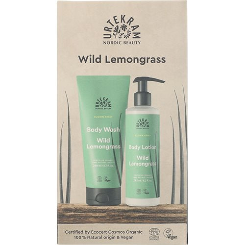 Produktbillede af Urtekram Gaveæske Wild Lemongrass Body Lotion & Body Wash VÆRDI KR. 124.95 på tilbud