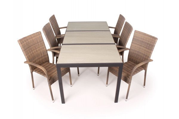 Geneve Keramik Havemøbelsæt - 90x195 cm - Dusty/beige ❤ Stort online udvalg i Gozomo.dk ❤ Billig fragt og hurtig levering 2 - 5 hverdage - Varenummer: HML-DK2225 / Ean: '5709386504212 på lager - Udsalg på HAVEMØBELSÆT > Vedligeholdelsesfrie havemøbelsæt Spar op til 52% - Over 350 kendte brands på udsalg