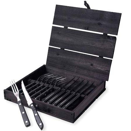 Produktbillede af Gense Old Farmer black Steakbestik/grillbestik 12 dele Sort/Stål i premium kvalitet