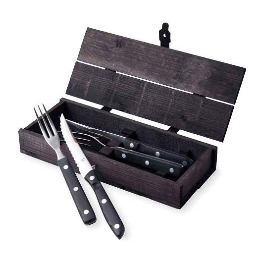 Produktbillede af Gense Old Farmer black Steakbestik/grillbestik 4 dele Sort/Stål i premium kvalitet