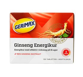 Detaljeret produktbillede af Orkla Gerimax Ginseng Energikur 120 tab. på tilbud