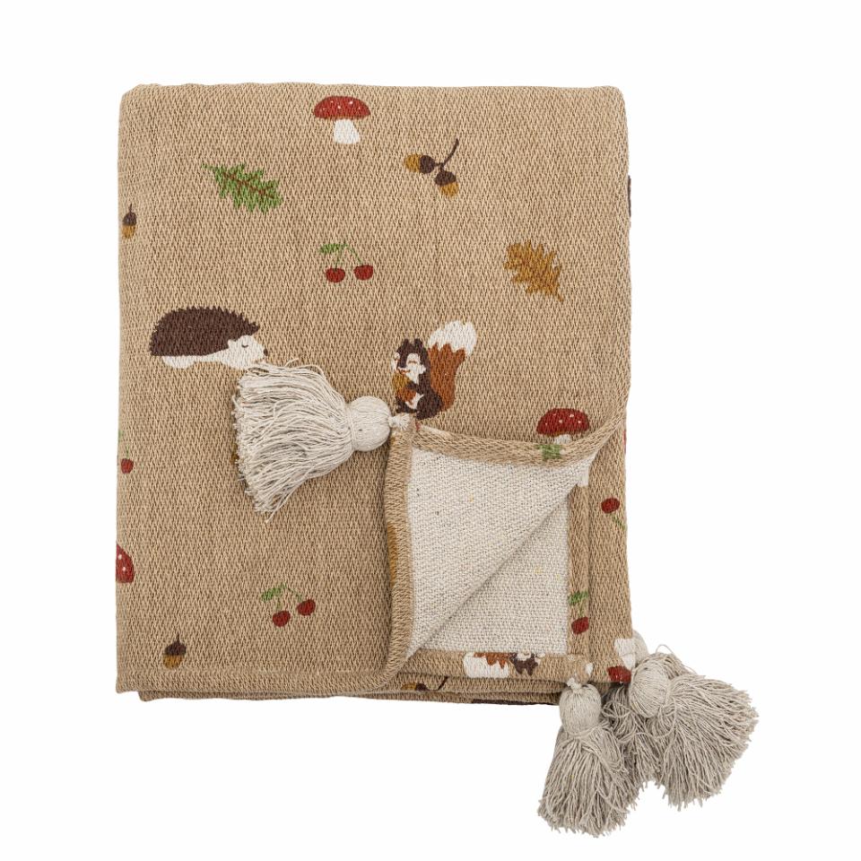 BLOOMINGVILLE MINI Fall plaid til børn rektangulær brun genanvendt bomuld med print 160x130