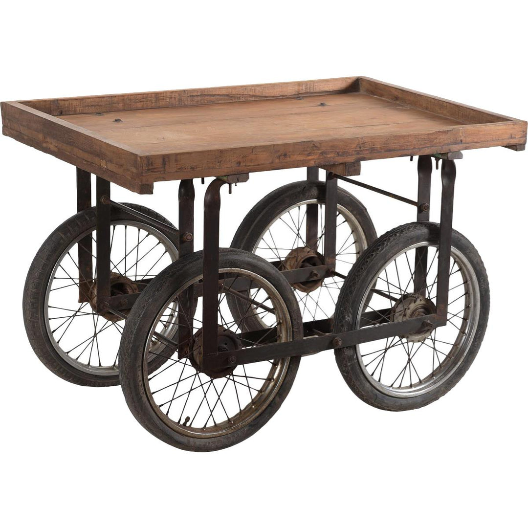 TRADEMARK LIVING handelsvogn m. hjul originalt gammelt træ m. patina og jern