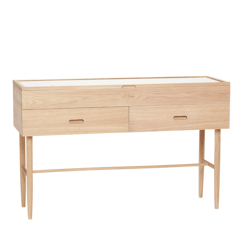 Hübsch Interiør Treasure - Glasmontre i egetræ med skuffer ❤ Stort online udvalg i Hübsch Interiør ❤ Billig fragt og hurtig levering 2 - 5 hverdage ❤ Varenummer: BYH-881817 / Ean: 5712772115305 på lager - Udsalg på Konsolborde - Over 400 kendte brands på udsalg